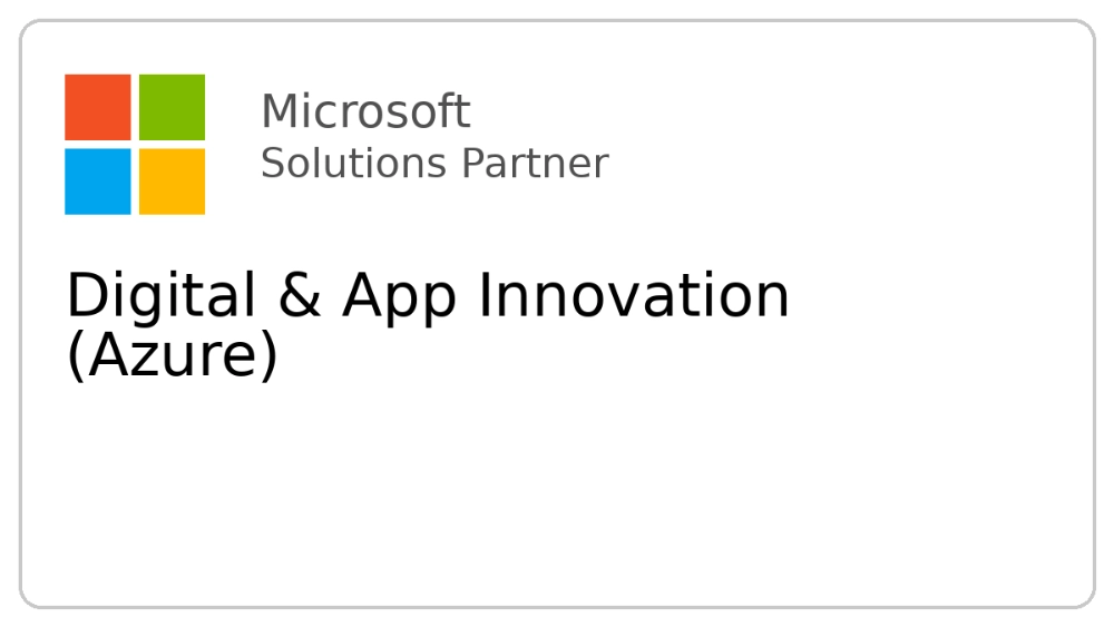 Badge that Infracore received from Microsoft as a partner for digital and app innovation for azure.